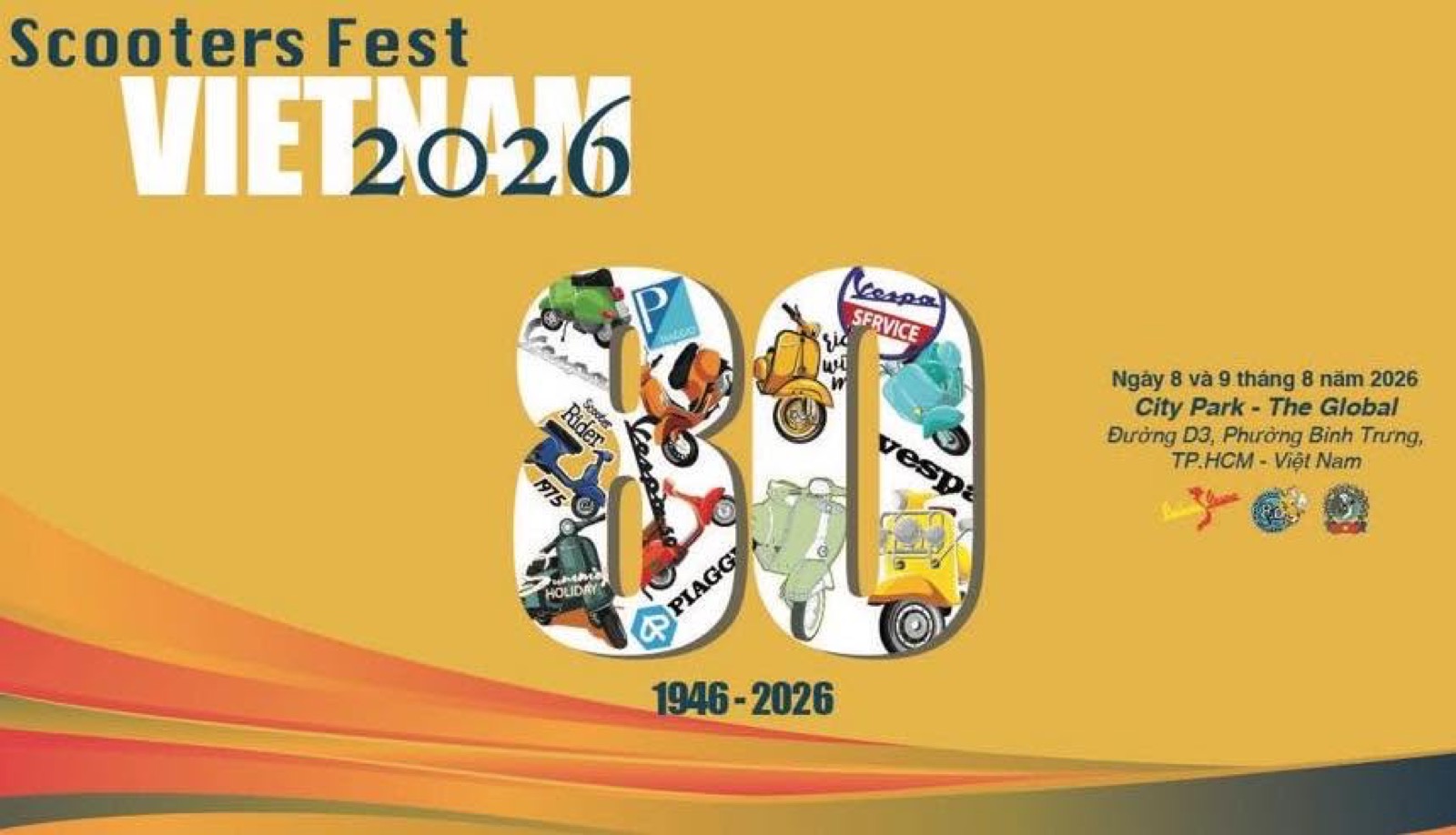 Banner Vietnam Scooter Fest 2026 kỷ niệm 80 năm Vespa